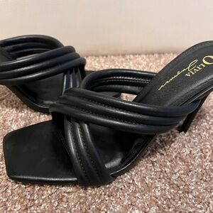 Olivia Jaymes Criss Cross Strap Mule Heels